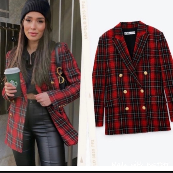 Zara double breasted button tweed blazer NWT - Picture 2 of 10